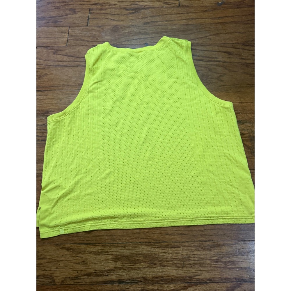 Lululemon Train to Be Tank Top Neon Yellow Lime Green Mesh Athletic Crop Tank - Picture 5 of 5